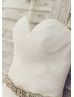 Strapless Ivory Organza Stunning Wedding Dress With Beaded Belt
